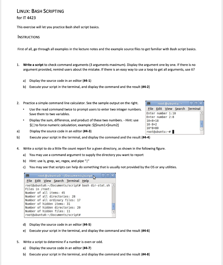 Solved Linux Bash Scripting For It 4423 This Exercise Will Chegg Com