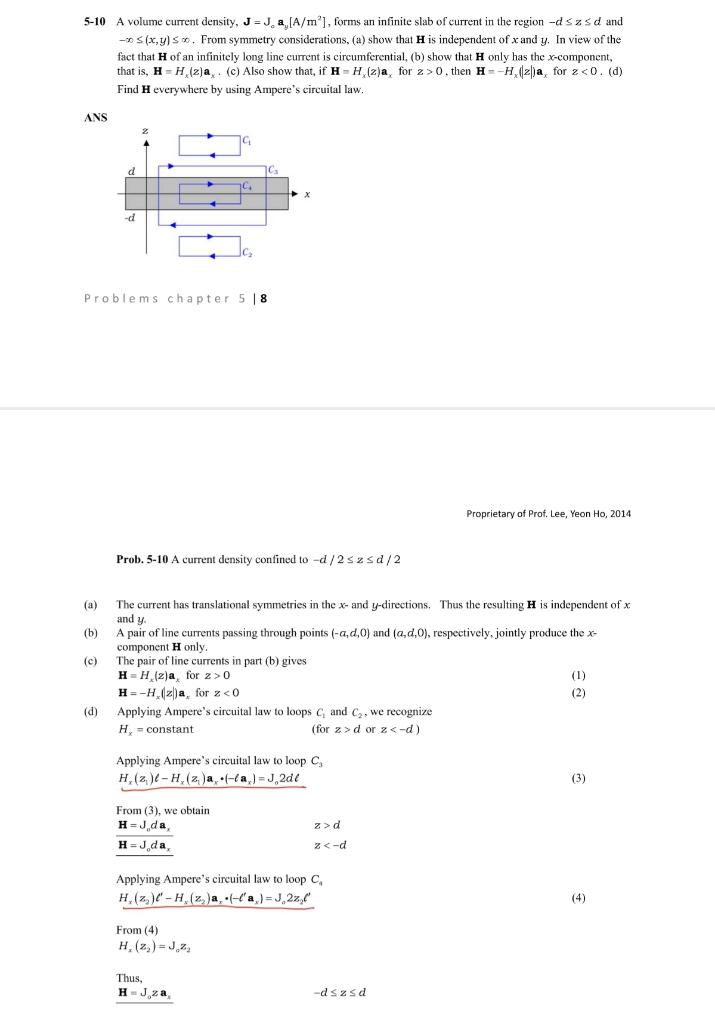 Solved 5-10 A volume current density, J=J. a, [A/m'], forms | Chegg.com