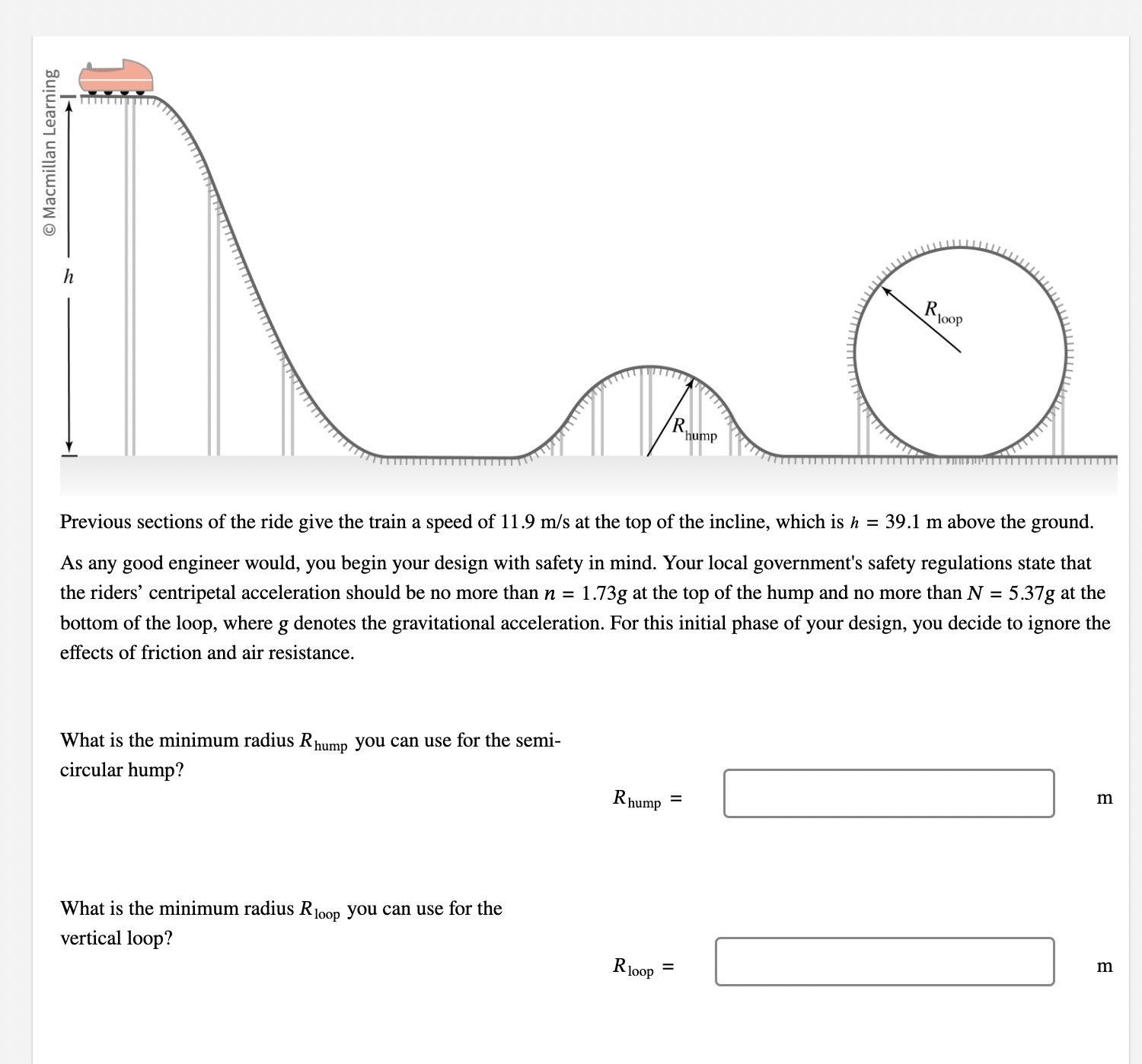 Solved Previous sections of the ride give the train a speed | Chegg.com