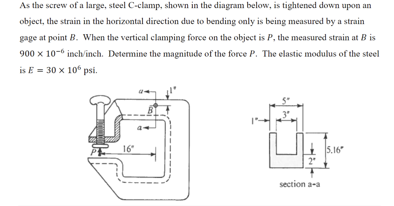 Solved As the screw of a large, steel Cclamp, shown in the