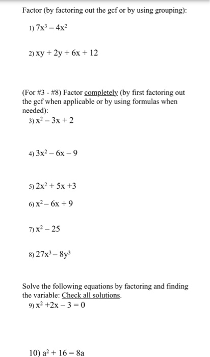 Solved Factor (by factoring out the gcf or by using | Chegg.com