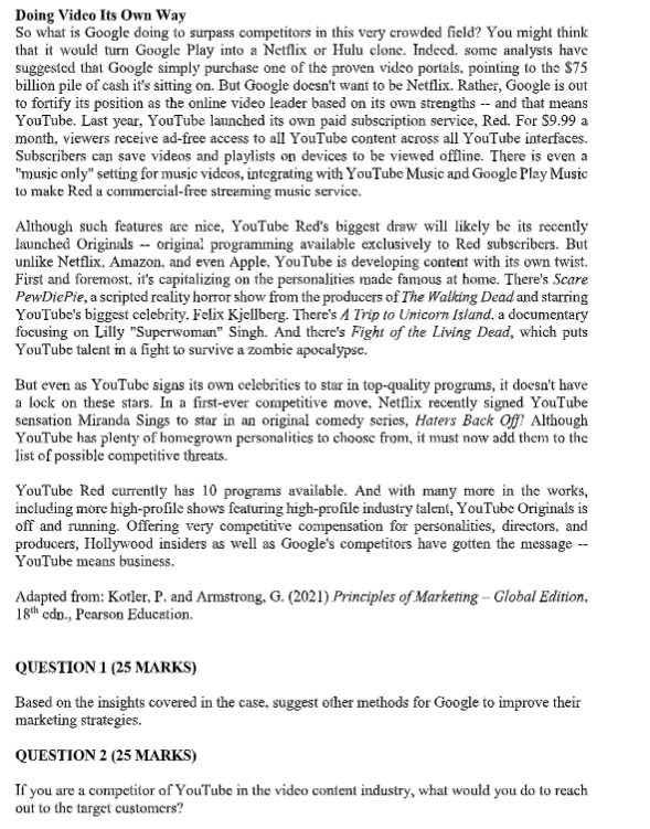 Solved Case Study 2: YouTube: Google's Quest for Video | Chegg.com