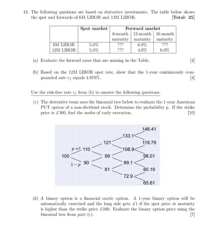 13. The Following Questions Are Based On Derivative | Chegg.com