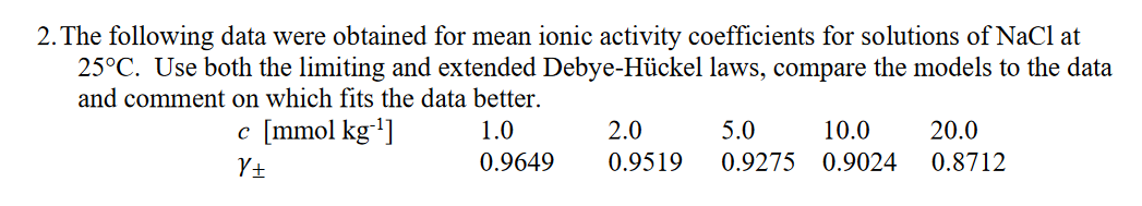 Solved 2. The following data were obtained for mean ionic | Chegg.com