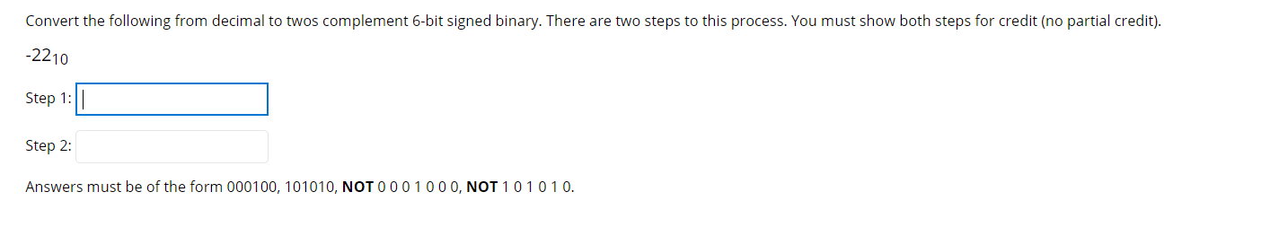 Solved Convert the following from decimal to twos complement | Chegg.com