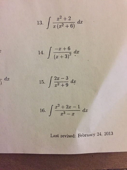 evaluate integration of x 2 1 x 6 dx