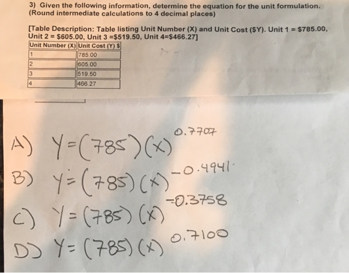 Solved 3) Given the following information, determine the | Chegg.com