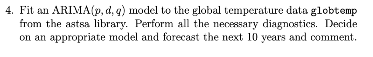 Solved 4. Fit An ARIMA(p,d,q) Model To The Global | Chegg.com