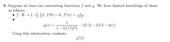Solved Suppose we have two interesting functions f and g. We | Chegg.com