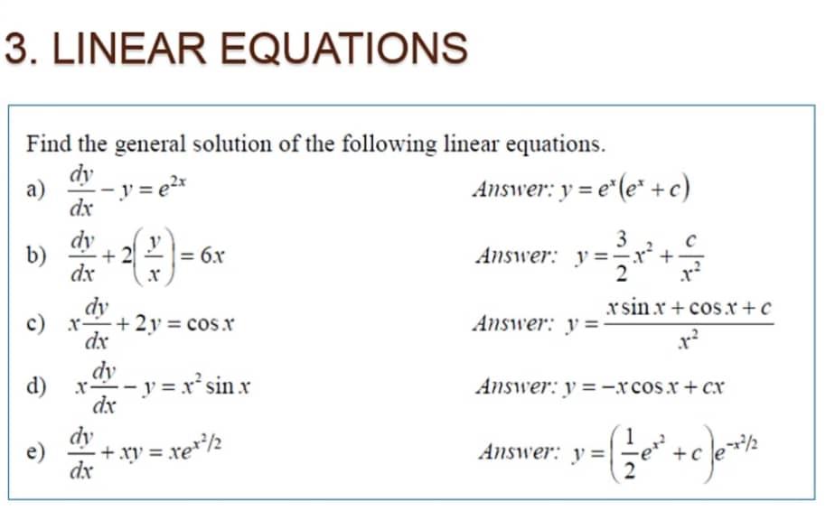 general solution of linear equations