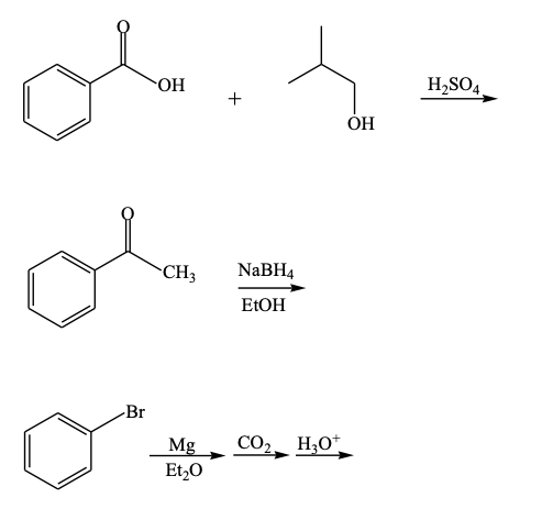 Solved ОН H2SO4 + ОН CH; NaBH4 EtOH Br СО, Н,0* Mg Et20 | Chegg.com