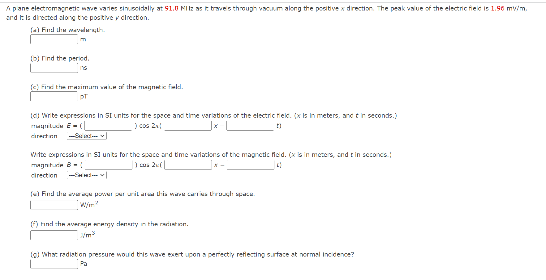 Solved A plane electromagnetic wave varies sinusoidally at | Chegg.com