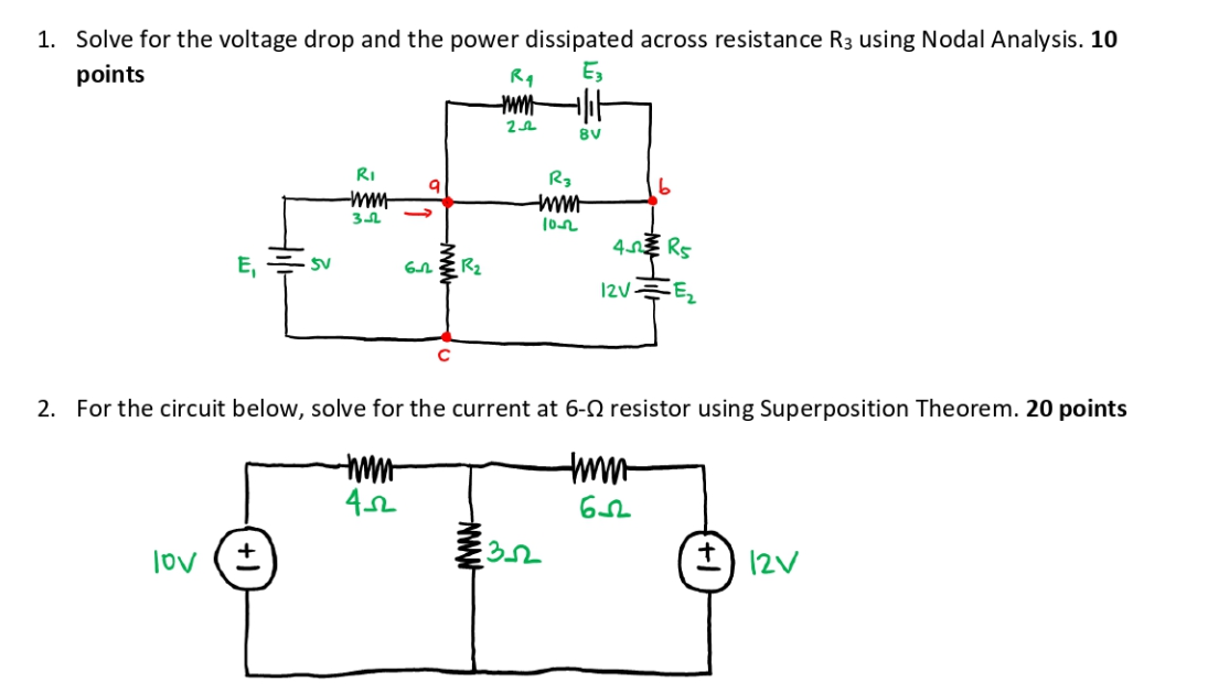 Solved 1. Solve for the voltage drop and the power | Chegg.com