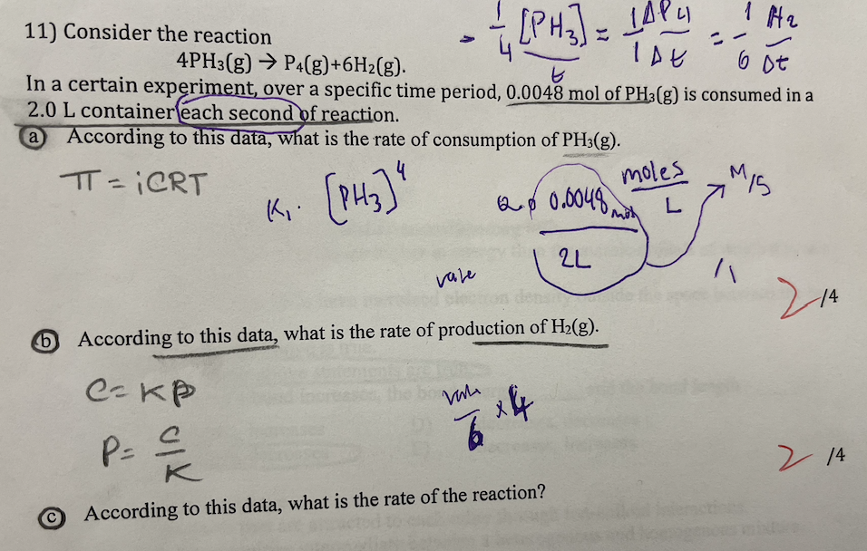 Solved 11) Consider The Reaction 4PH3( G)→P4( G)+6H2( G) | Chegg.com