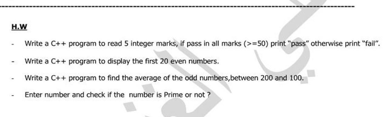 Solved H.W Write a C++ program to read 5 integer marks, if | Chegg.com