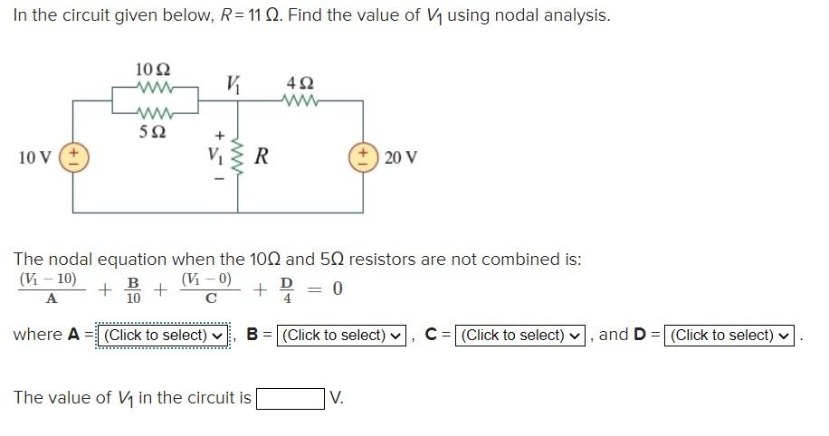 Solved In the circuit given below, R= 11 12. Find the value | Chegg.com
