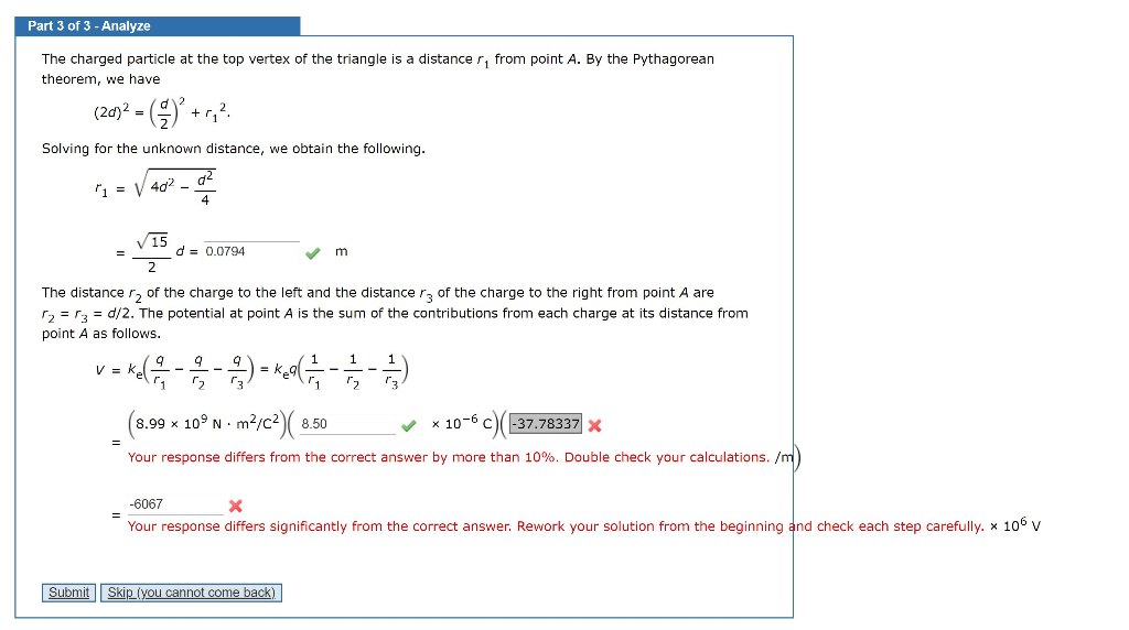 Solved Part 3 of 3 - Analyze The charged particle at the top | Chegg.com