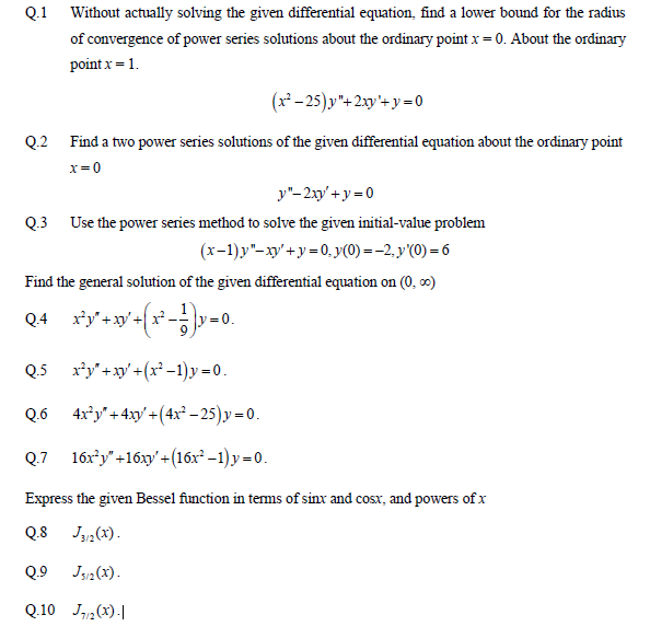 Solved Q.1 Without actually solving the given differential | Chegg.com