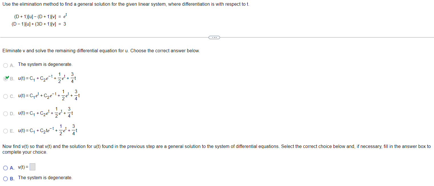 Solved Use the elimination method to find a general solution | Chegg.com