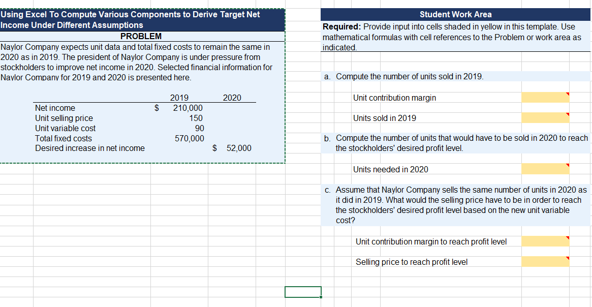 Solved Using Excel To Compute Various Components to Derive | Chegg.com