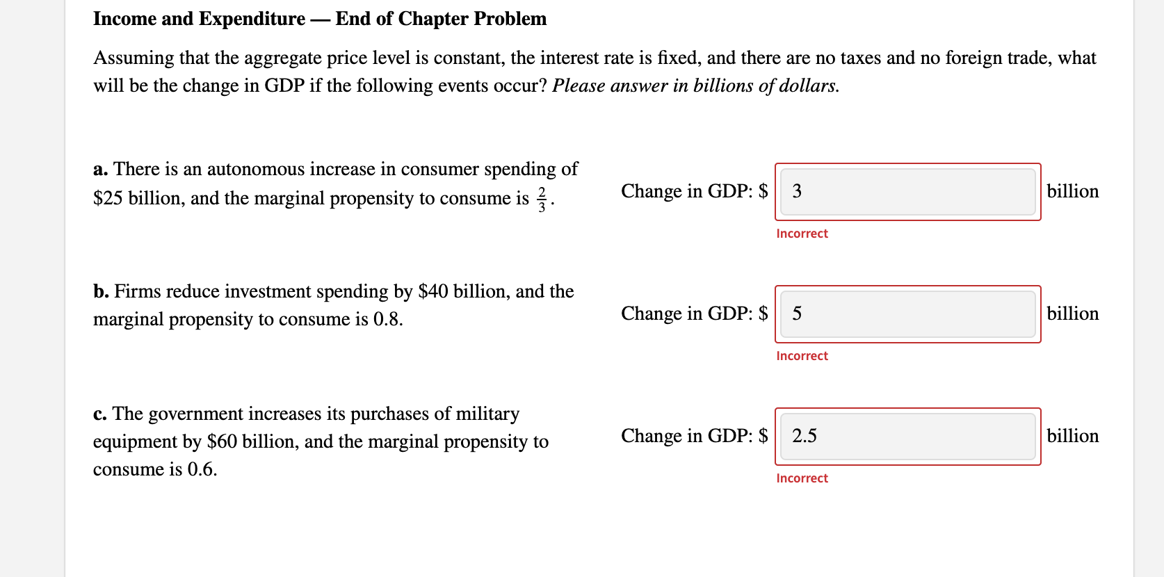 Solved Income and Expenditure - End of Chapter Problem | Chegg.com