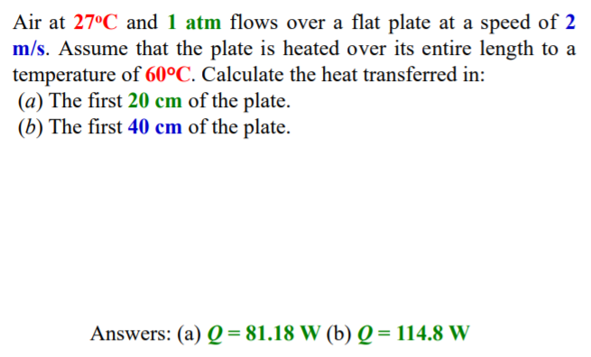 Solved Air at 27°C and 1 atm flows over a flat plate at a | Chegg.com