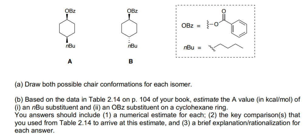 125% 원 Table 2.14 Selected Cyclohexane A Values (in | Chegg.com