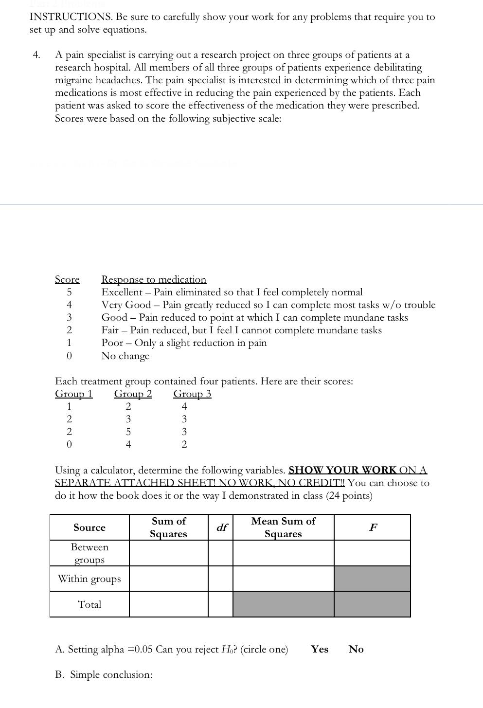 Solved INSTRUCTIONS. Be sure to carefully show your work for | Chegg.com