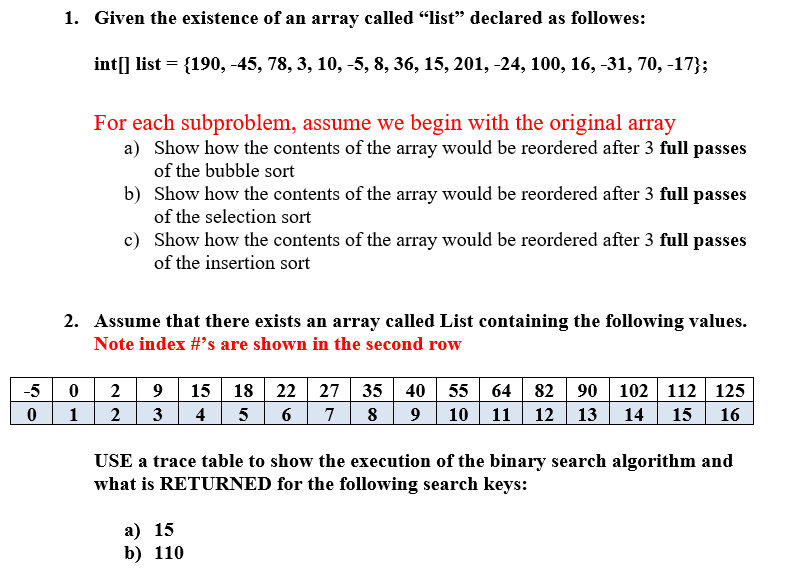 Solved int [] list | Chegg.com