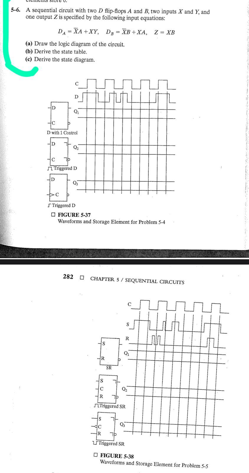 Solved 5-6. A Sequential Circuit With Two D Flip-flops A And | Chegg.com