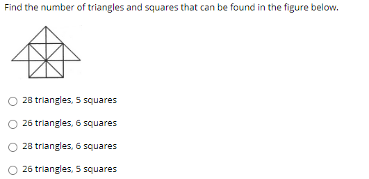 find the number of triangles and squares in the following figure