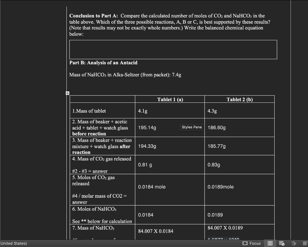 CHEM 121 Stoichiometry and Analysis of an Antacid