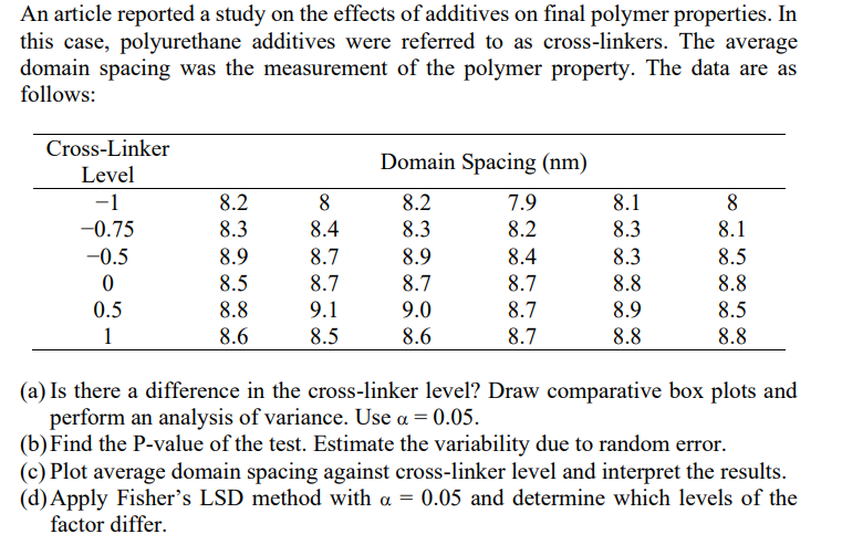 Solved An article reported a study on the effects of