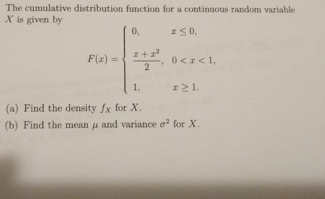 Solved The cumulative distribution function for a continuous | Chegg.com