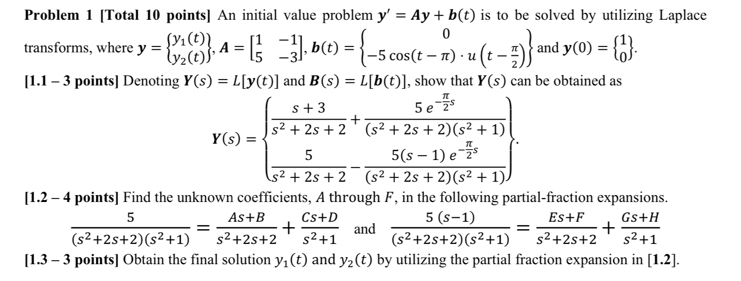 Solved Problem 1 [Total 10 ﻿points] ﻿An initial value | Chegg.com