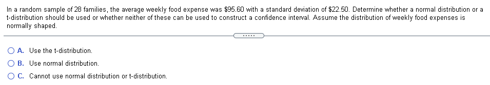 Solved In A Random Sample Of 28 Families The Average Weekly Chegg