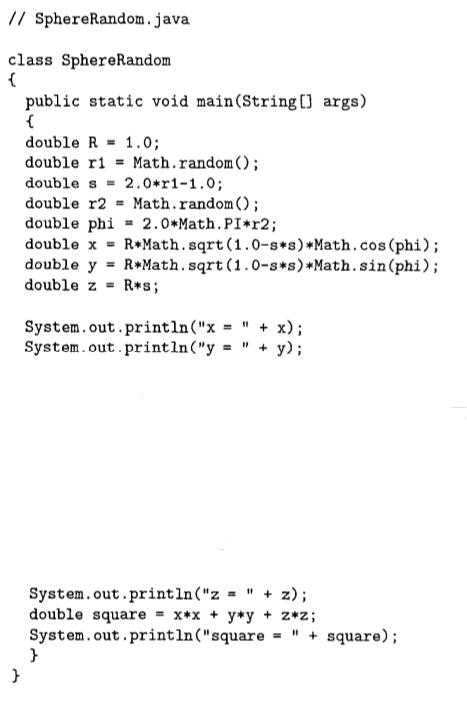 // Sphere Random.java class Sphere Random { public | Chegg.com