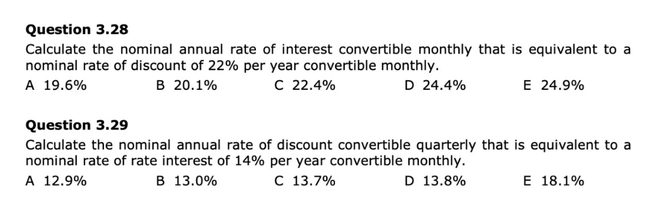 Solved Question 3.28 Calculate the nominal annual rate of | Chegg.com