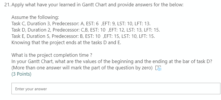 Solved 21 Apply What Have Your Learned In Gantt Chart And Chegg Com