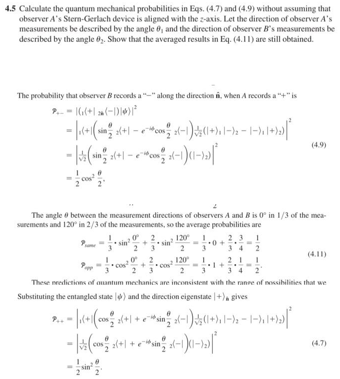 5 Calculate the quantum mechanical probabilities in | Chegg.com