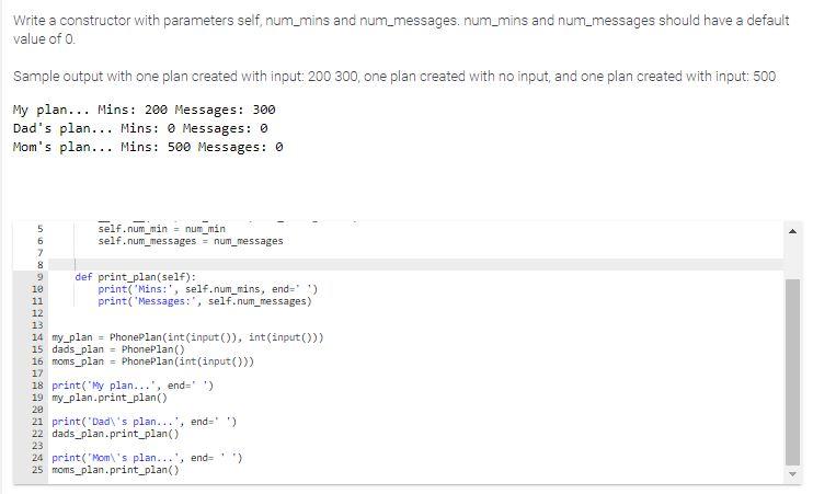 Solved Write a constructor with parameters self num_mins and | Chegg.com