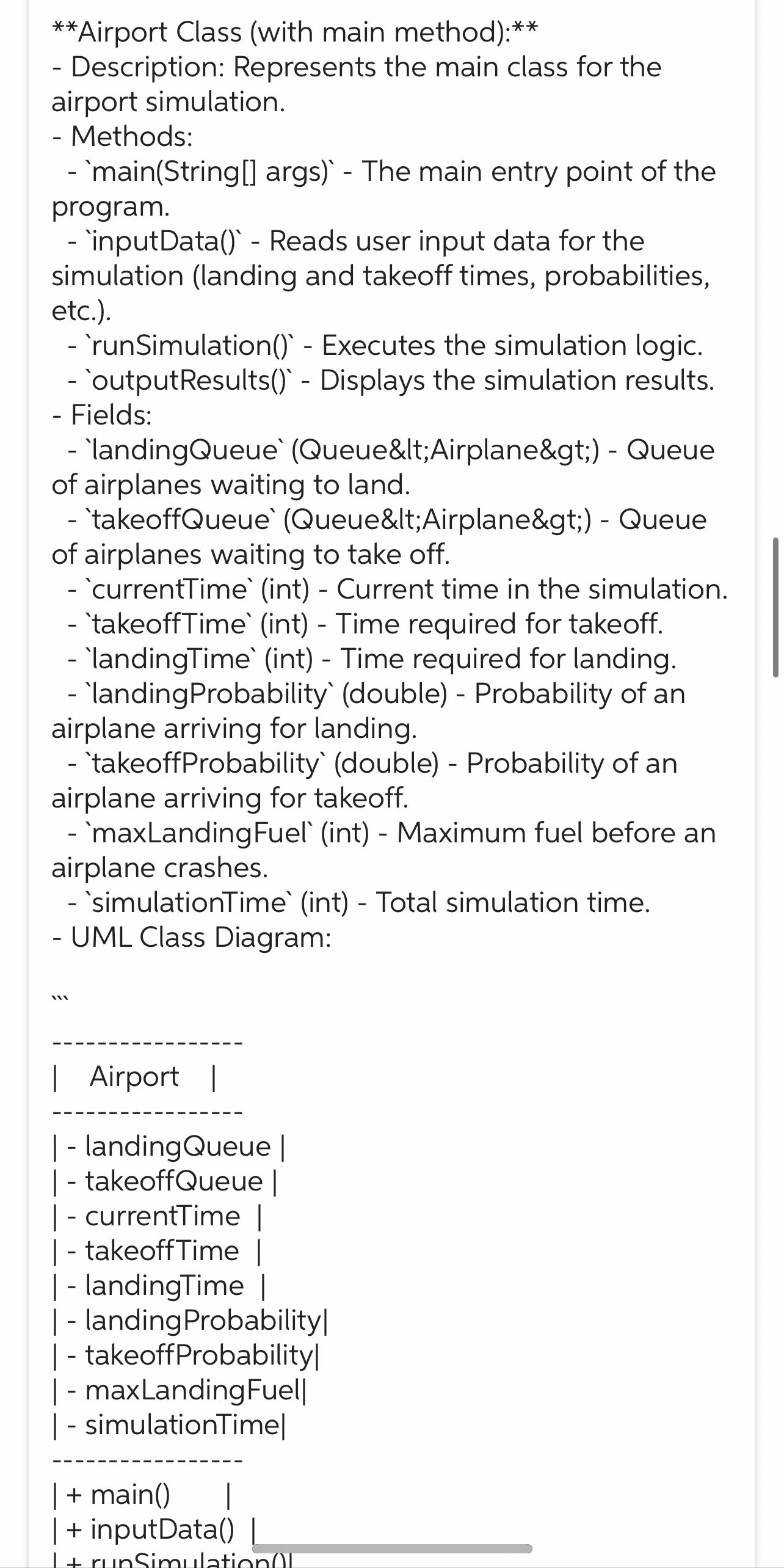 Solved Please Write for me the code for Airport, Airplane, | Chegg.com