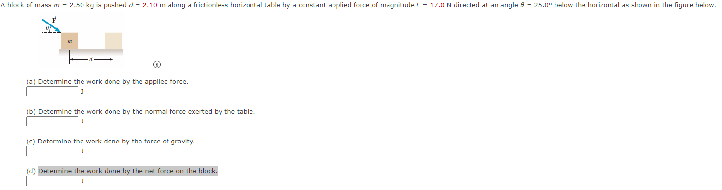 Solved Block Of Mass M = 2.50 ﻿kg ﻿is Pushed D = 2.10 ﻿m | Chegg.com