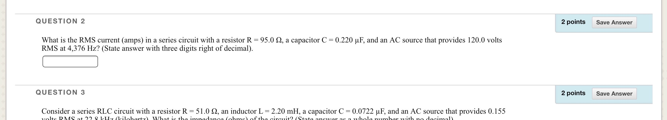 Solved QUESTION 2 2 points Save Answer What is the RMS | Chegg.com