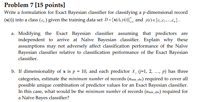 Problem 7 [15 points) Write a formulation for Exact | Chegg.com