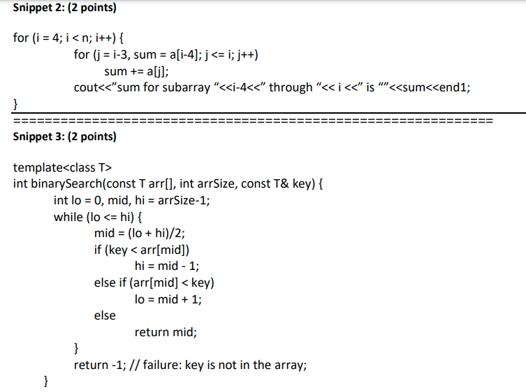 Solved Complexity Analysis (5 points) For each of the | Chegg.com