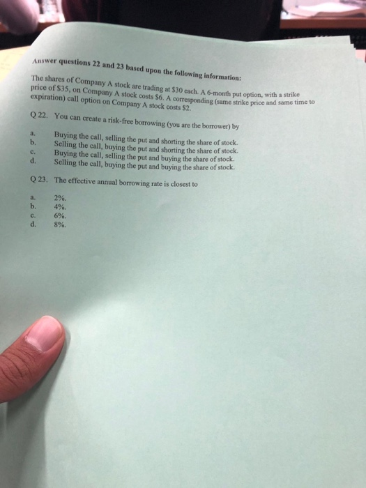 Solved Answer questions 22 and 23 based upon the following | Chegg.com