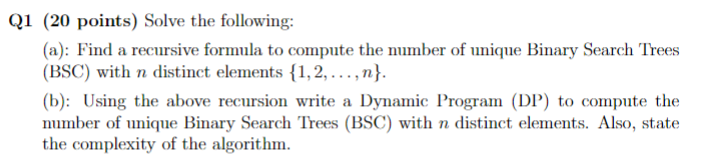 Solved 1 (20 points) Solve the following: (a): Find a | Chegg.com