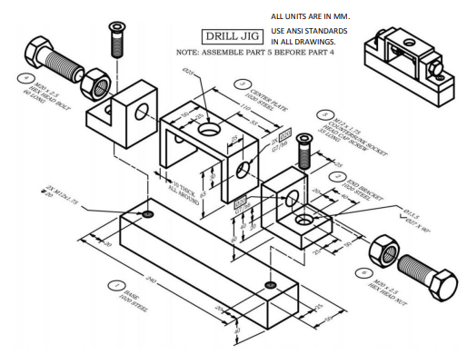 Solved 1. (1 pts.)The drawing should be created using ANSI | Chegg.com