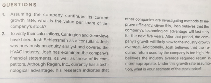 chapter 7 case study stock valuation at ragan inc